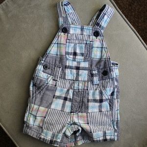 Gymboree boys plaid overalls 0-3M